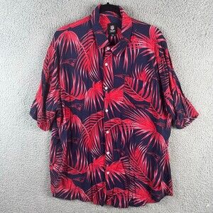 NFL New England Patriots Shirt Mens 2XL Button Up Hawaiian All-Over Print Red